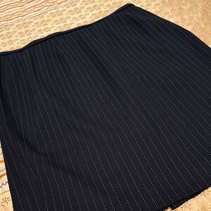 NWOT Dana Buchman Black Pinstripe Skirt, Wool Blend, Lined, Back Zipper, 16